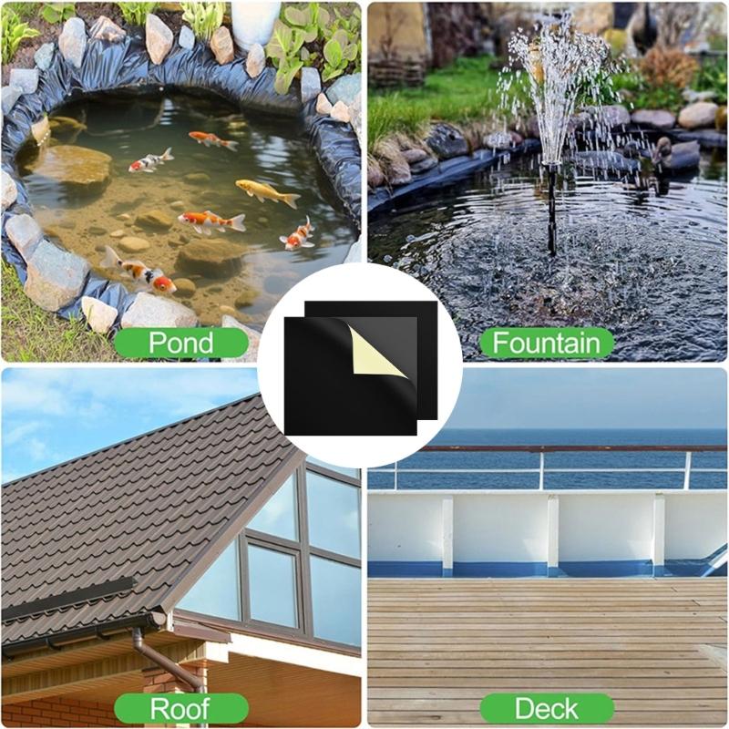Tear Resistant Butyl Pond Liner Patches Kits Repair Patches Tape With Permanent Bonding For Outdoor Water Features 2PCS