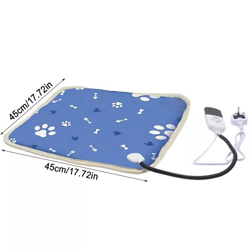 

Electric Pet Heating Pad Blue PVC 20W 95-122°F 9 Gears Temperature 2-6-8-12Hrs Timer 1 Pcs for Dog Cat Adjustable Heater Warmer