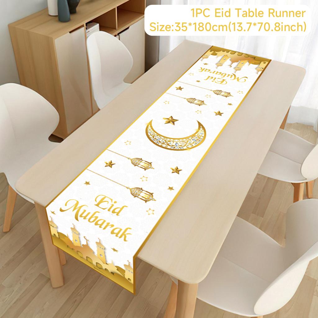 Ramadan Decor Table Runner EID Mubarak Decoration 2024 For Home Tablecloth Ramadan Kareem Islamic Muslim Party Eid Al Adha Gifts