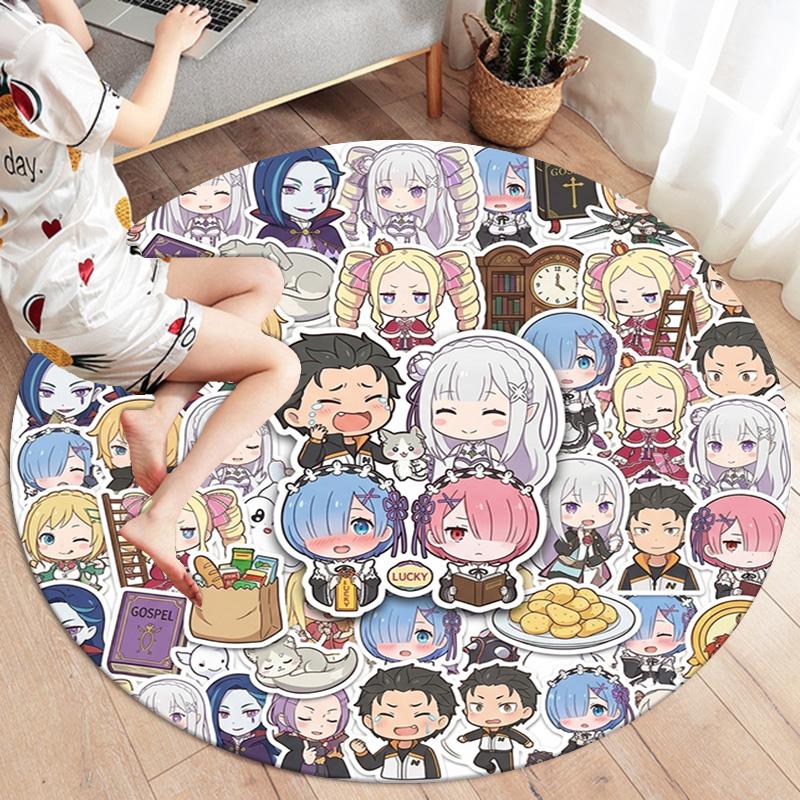 Re Zero Round Area Rug Carpet Rug For Living Room Bedroom Sofa Playroom Decor Nonslip Floor Mat