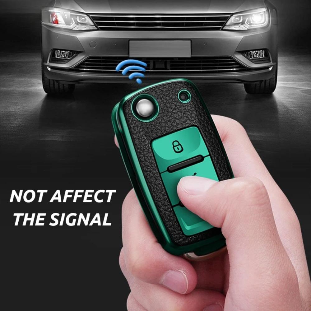 Leather+TPU Car Remote Key Cover Case Fob for Volkswagen VW Bora Polo Tiguan Jetta Passat B5 B6 B7 Golf Beetle for Skoda Octavia