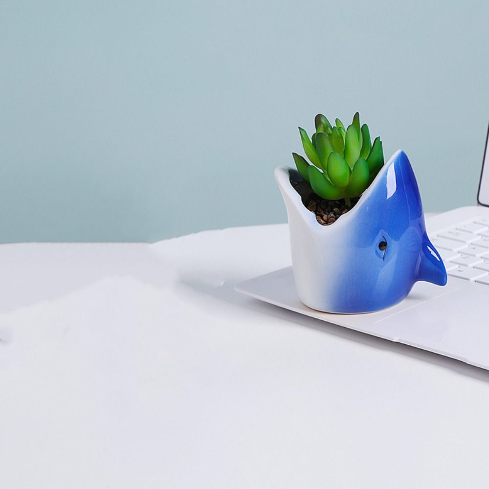 Hydroponic Plant Utensils Ceramic Flower Pot Cartoon Cute Plant Pot with Base Creative Hydroponic Flower Holder Living Room