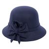 Ladies' Solid Color Elegant Felt Hat Winter Fedora Small Topper Casual British Top Hat Fashion Daily Versatile Cap with Bowknot
