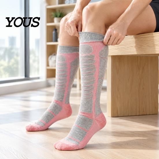 Thermal Socks for Camping Unisex Cotton Ski Women Men, Snowboard Socks, Non Slip Outdoor Winter Sports Cuff Warm Skiing Snowboarding Hiking