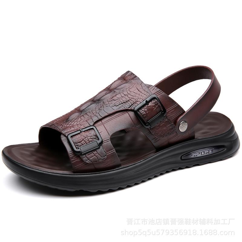 

Летняя новая пляжная обувь, уличные сандалии с открытым носком, повседневная модная нескользящая обувь двойного назначения, дышащие, мягкие, прохладные, модные шлепанцы 44 коричневый