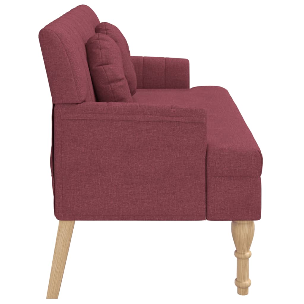 Red Wine Velvet Upholstered Bench with Cushions 113 X 64.5 X 75.5 Cm