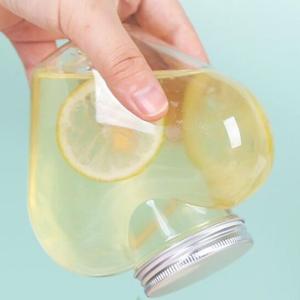 500Ml Heart-Shaped Clear Cold Drink Bottle Juice Bottles Leakproof Milk Bottles Portable Beverage Bottles Water Bottles Sealing