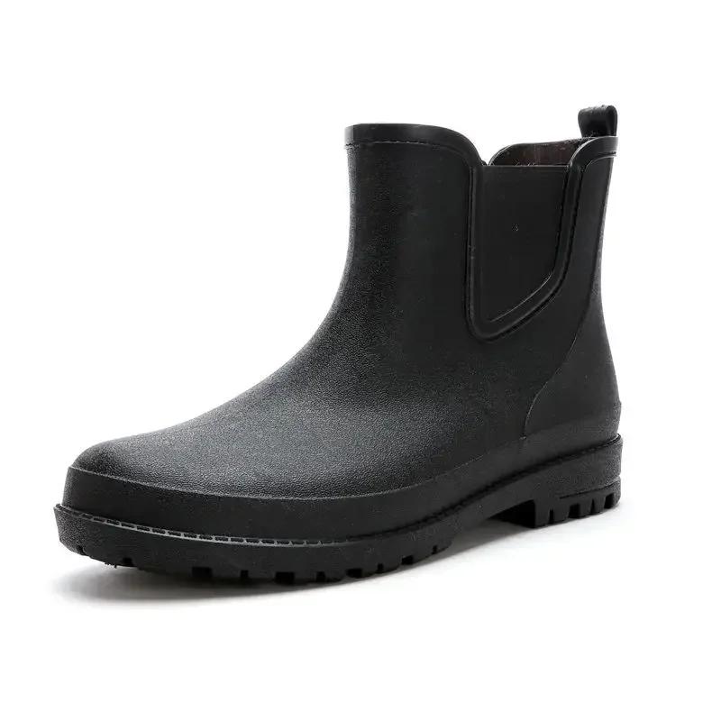 Man Shoes Wear-resistant Non-slip Rain Boots for Men Wellies Loafers Without Lacing Comfortable Low-heel Mud Gum 2024 Rubber New