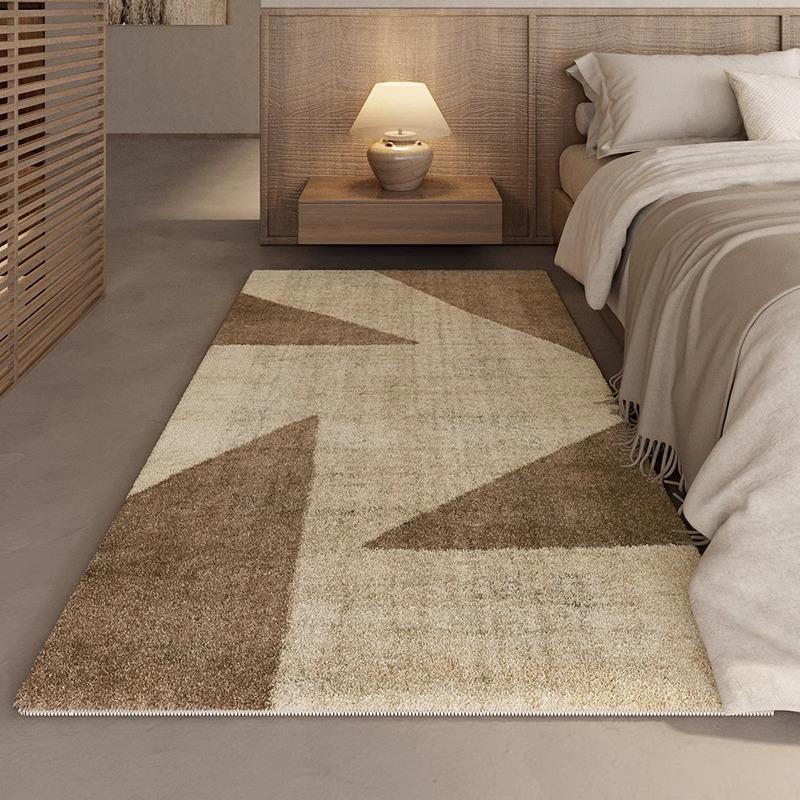 Retro Faux Cashmere Thickened Bedside Rug - Absorbent Bedroom, Bay Window, and Sofa Floor Mat