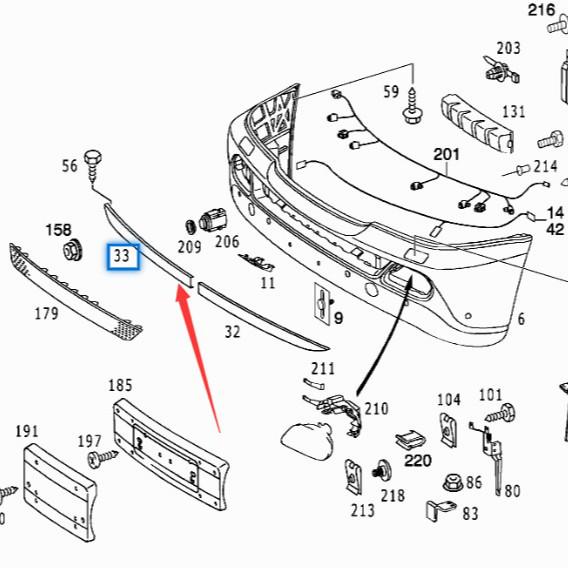 Mercedes-Benz ML-Class W163 Přední nárazník Jasná ozdobná lišta