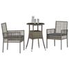 Garden Dining Set 3 Pcs Grey Poly Rattan