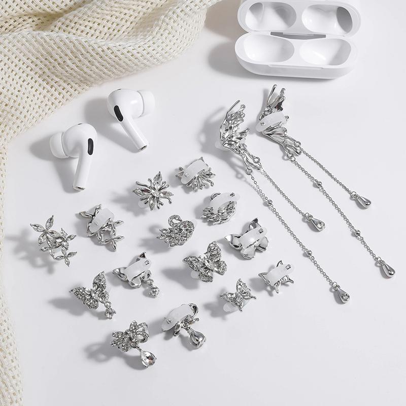 1Pair Butterfly Headphone Buckle Diy Zircon Headphone Decoration Clip Removeable Easy To Install Earbud Accessories