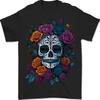 A Sugar Skull With Roses Day of the Dead DOTD Mens T-Shirt 100% Cotton