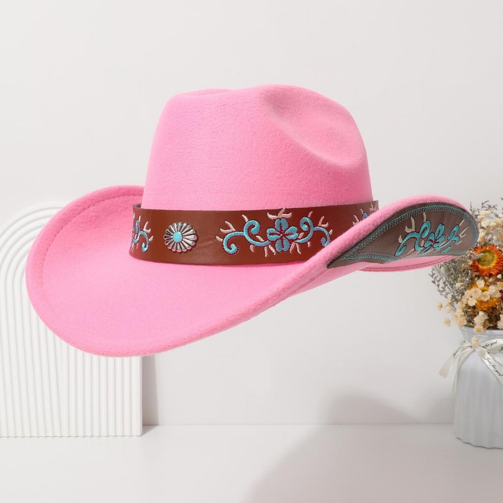 Bohemian-style Suede Western Cowboy Hat with a Rolled Brim, Ethnic-inspired Felt Hat for Men, Women, and Couples