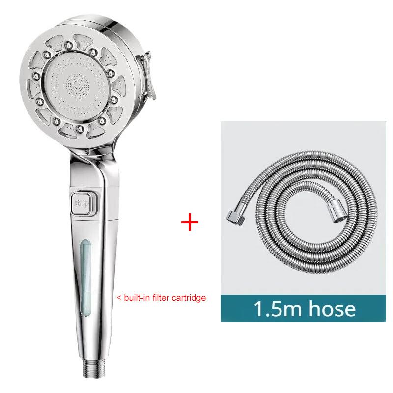 High Pressure Shower Head Water Saving 4 Modes Shower Heads Adjustable One-Key Stop Water Massage Sprayer Bathroom Accessories