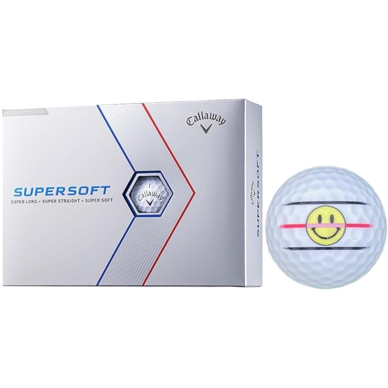 

[Hapiraki_Golf Line] callaway golf ball SUPERSOFT super soft 2023 model With line (1 dozen white_Nico-chan)