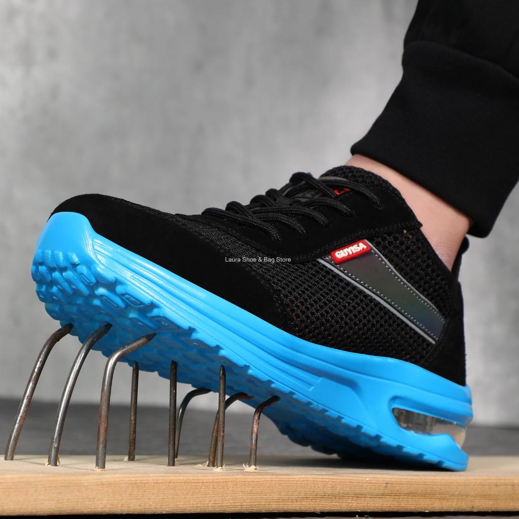 Fashion Summer Safety Shoes Men Breathable Work Safety Boots Air Cushion Steel Toe Sneaker Male Construction Sport Work Shoes Protective