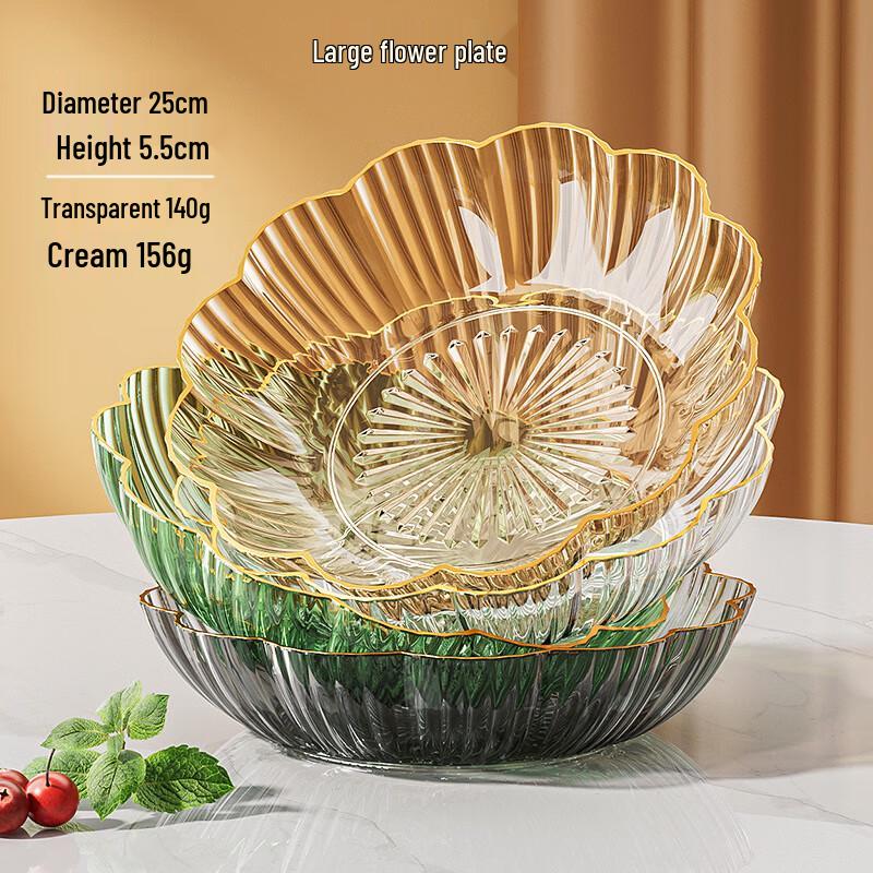 Chang Baosen 25cm Plastic Flower Snack Plate (Set of 2)