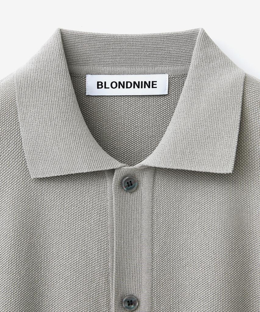 Blond9 Cotton Collared Short Sleeve Knit Cardigan_Sand Gray