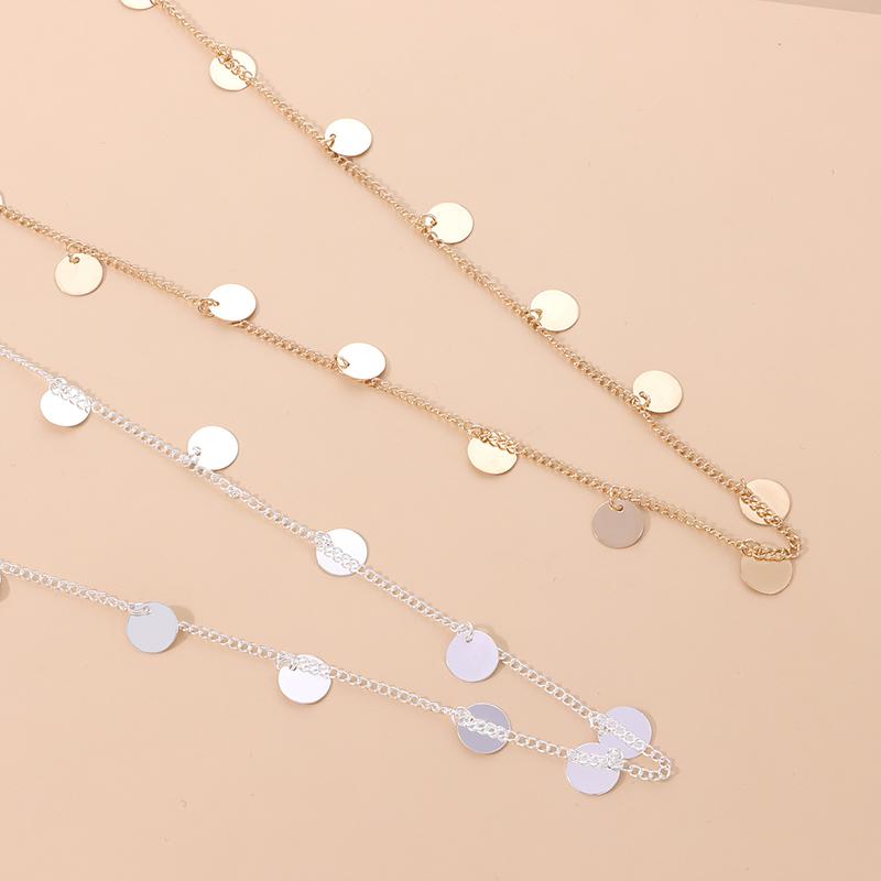 Long Bohemia Round Metal Sheet Necklace for Women Trendy Tassel Chain Vintage Statement 80Cm Necklace Personality Jewelry Gift