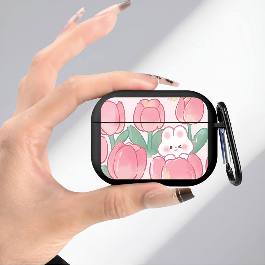 Weiche Kopfhörerhüllen Abdeckung Hülle Für Airpods Pro3 3 Pro 2 4 Pro2 1 Blume Rosa Tulpen Hase