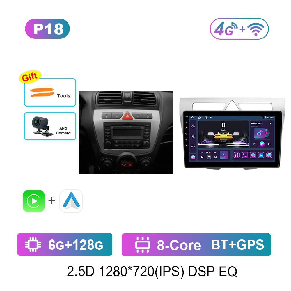 Video Multimedia Player Android Auto 4G Carplay WiFi 9 '' for Kia Morning Picanto 2007 - 2011 WiFi QLED IPS Screen 4G Bluetooth