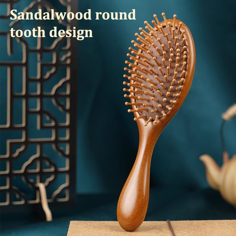 

Натуральный сандаловый гребень для массажа кожи головы, расслабляющая воздушная подушка, головка щетки, циркуляция крови, гладкие волосы, антистатический деревянный массаж