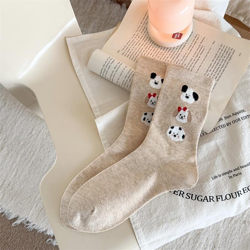 Cute Flocked Three-Dimensional Puppy Socks Internet Celebrity Cartoon Thin Cotton Stacked Socks
