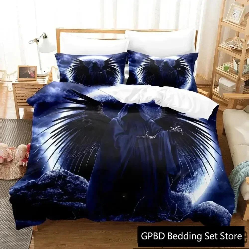 Luxury New 3D Print Dark Grim Reaper  Bedding Set Boys Girls Twin Queen King Size Duvet Cover Bed Boys Adult Home Textileextile