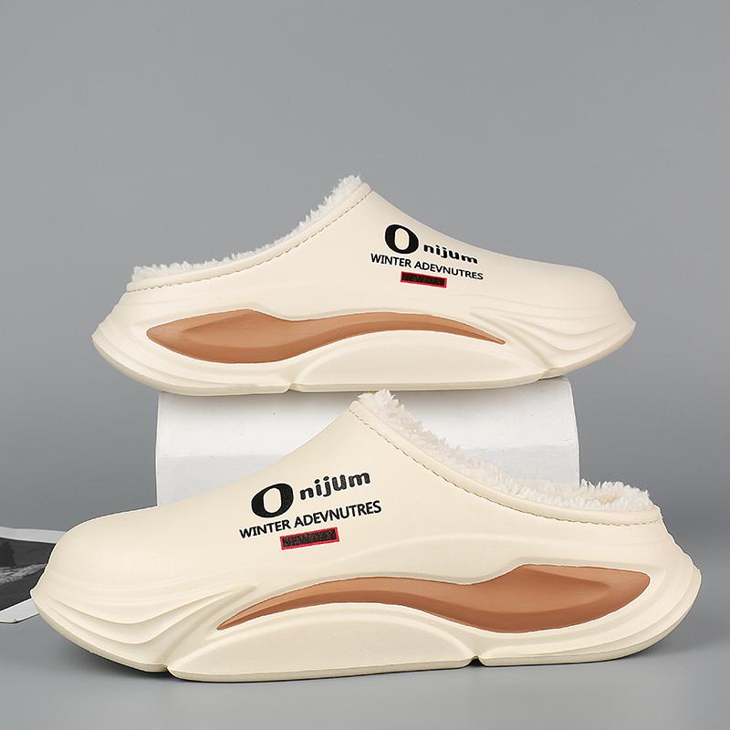 Winter Men Women Warm Slippers Cotton Slippers Outdoor Indoor Warm Shoes Waterproof Mens Couple Home Bedroom Plush Warm Slippers