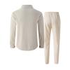 Completo casual da uomo a maniche lunghe con pantaloni, doppie tasche sul petto, bottoni, stile workwear, completo due pezzi