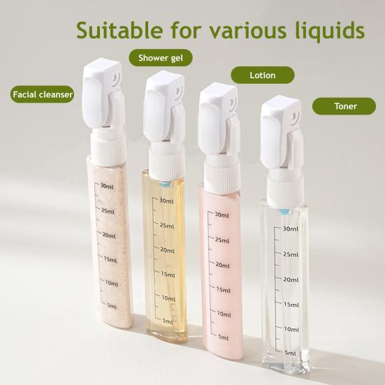 4Pcs/Set 30ML Travel Bottle Leak Proof Reusable Lotion Conditioner Shampoo Storage Bottle Dispenser Portable Refillable Empty Toiletries Container