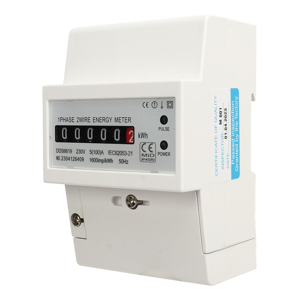 Stromzähler Einphasig DIN-Schiene Stromverbrauch Wattmeter Energiezähler Stromverbrauchsmonitor 230V 5(100)ZU