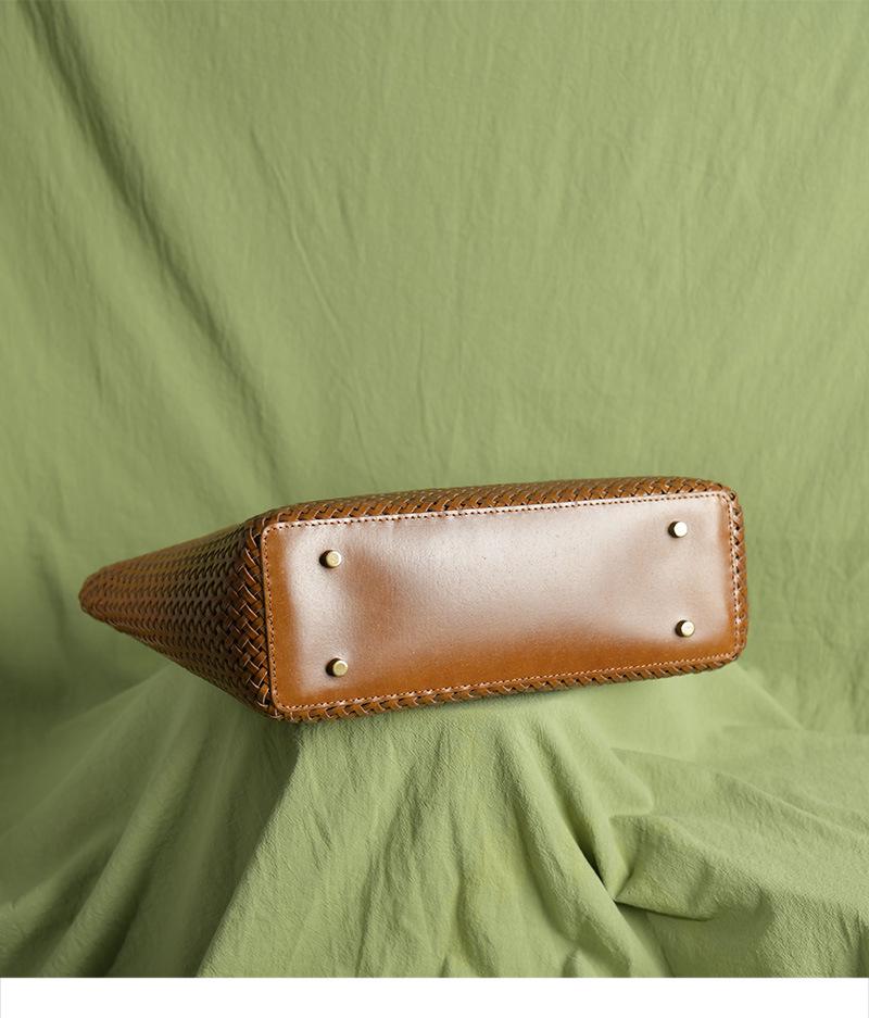 Damenhandtasche aus echtem Leder mit Aussparungen und Webmuster