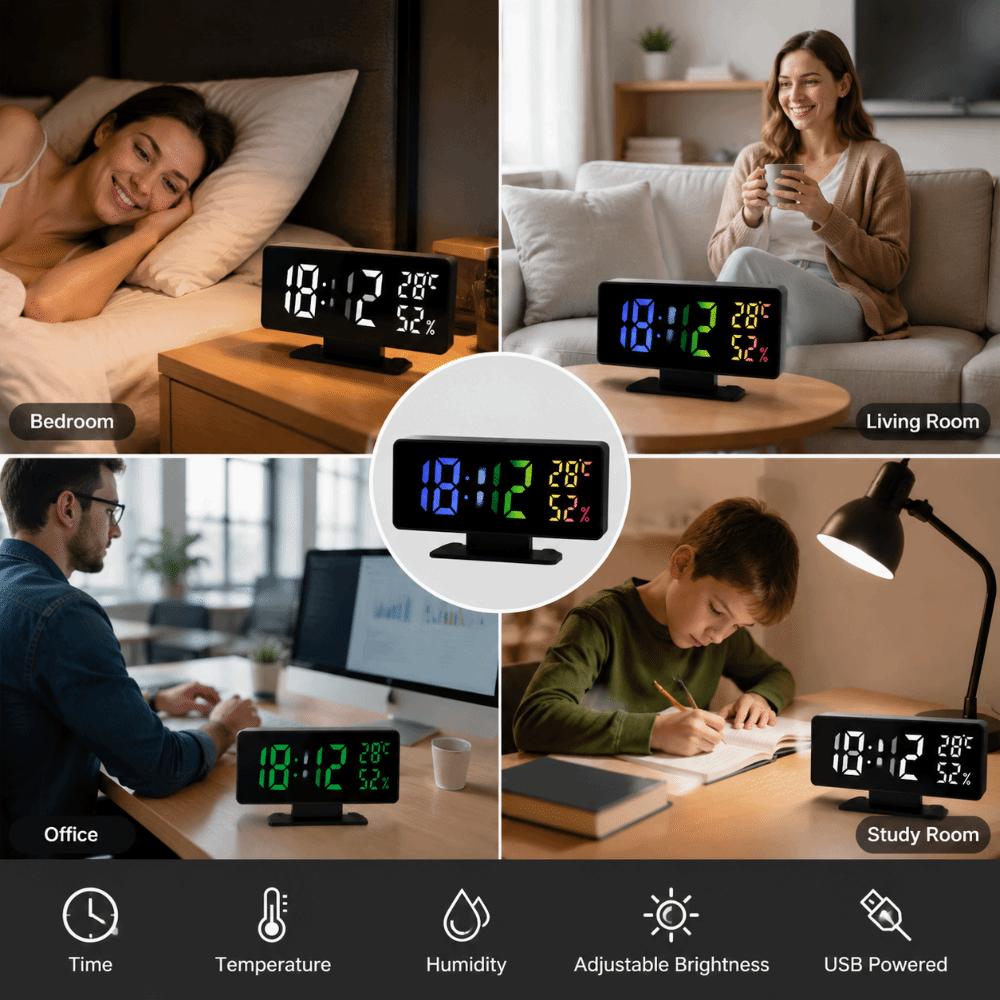 Snooze Desktop Table Clock Dual Alarm Bedside LED Clock Digital Alarm Clock  Home Decor
