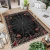 Black Spider Web Rose Floral Print Large Rug,living Room Sofa,bedroom Bedside,dining Area Entry Door Mat,Washable Rug,Souvenir