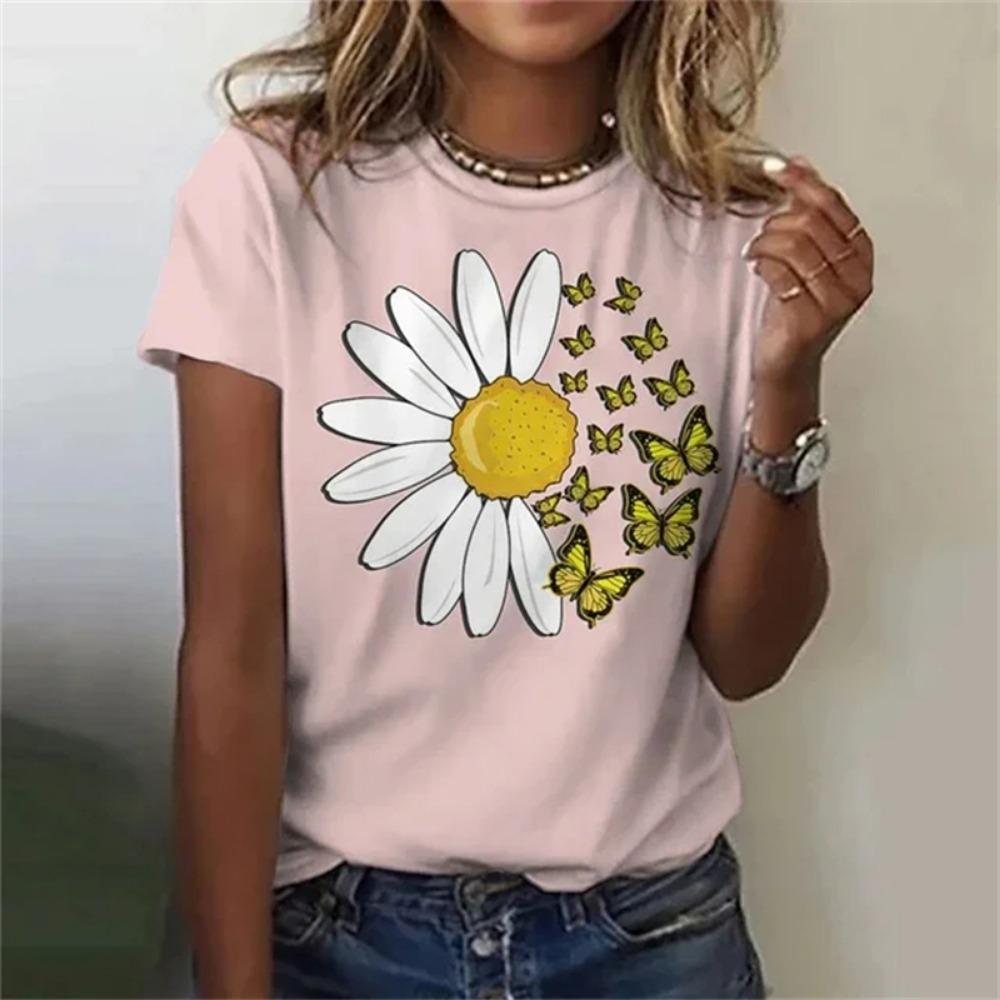 New Fashion Women's T-Shirt 3D Print Floral Graphic Blouse Summer Casual O-neck Streetwear Short Sleeve Oversized y2k Tops Tees