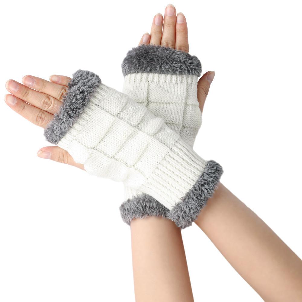 Short Knitted Half Finger Gloves for Women Warm Elastic Autumn Winter Gloves Portable Convenient for Daily Office Accessories
