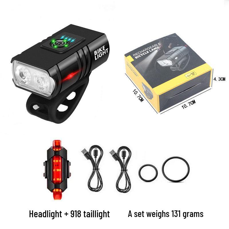 Aluminum Alloy Bike Headlight & Taillight Set: High-Brightness with Power Display for Night Riding