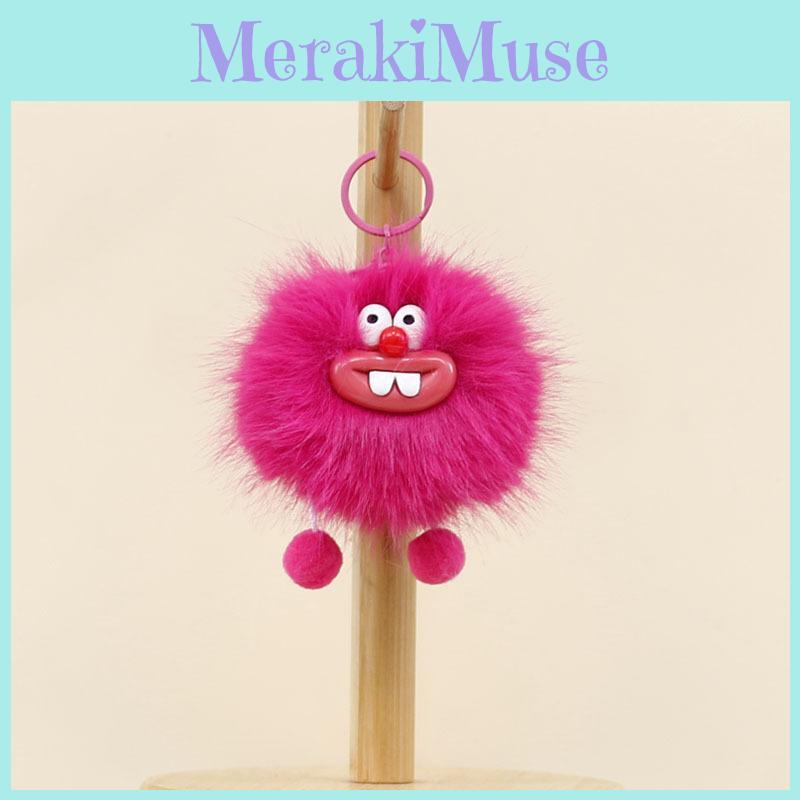 Cute Coal Bucktooth Ball Plush Keychain Backpack Charm Stuffed Gift Students For