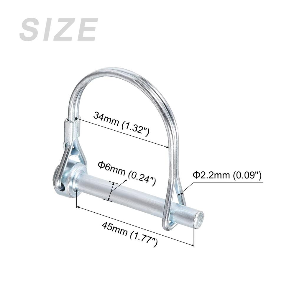 METALLIXITY 5pcs Safety Coupler Pins (6x45mm) Shaft Lock Pins Round Arch Wire Retainer for