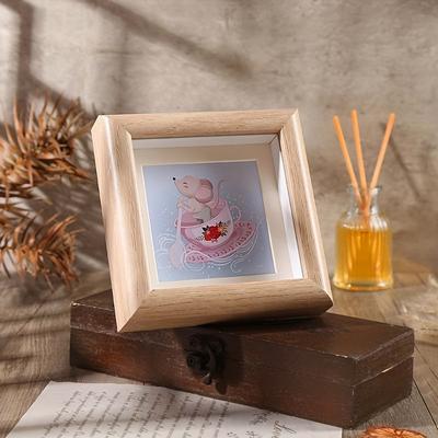 1pc Mini Hollow Picture Frame, Square Inch Mini Picture Frame, Table, DIY Specimen Frame Mounting, Wooden Picture Frame