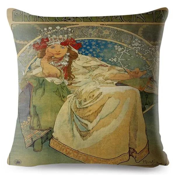 Art Nouveau Mucha Gallery Povlak na polštář Béžový povlak na polštář Autosedačka Home Decor