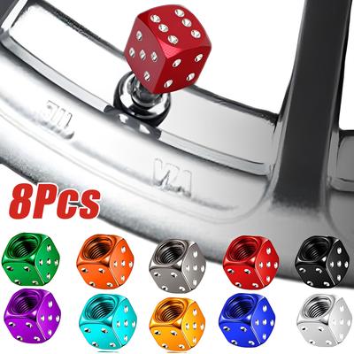 Tampas de válvula de pneu de alumínio Dice à prova de poeira para carro, caminhão, motocicleta, bicicleta, haste da roda, pneu, haste da roda, válvula de ar, tampa contra poeira