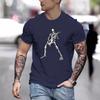 Cotton T-Shirt Short Sleeve Round Neck Men Skelleton 2d Print Tops