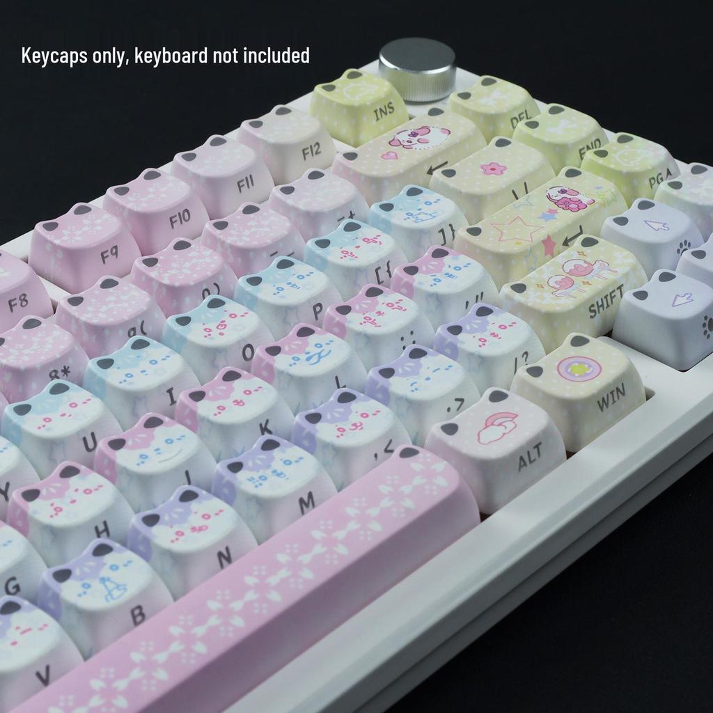 Cute Cat Ear Keycap: PBT Dye-Sublimation, Translucent, Compatible with MX Switches