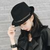 Chain Decor Fedora Hat for Men Women Korean Style British Retro Bowler Hat for Daily Casual Wear Stage Performance