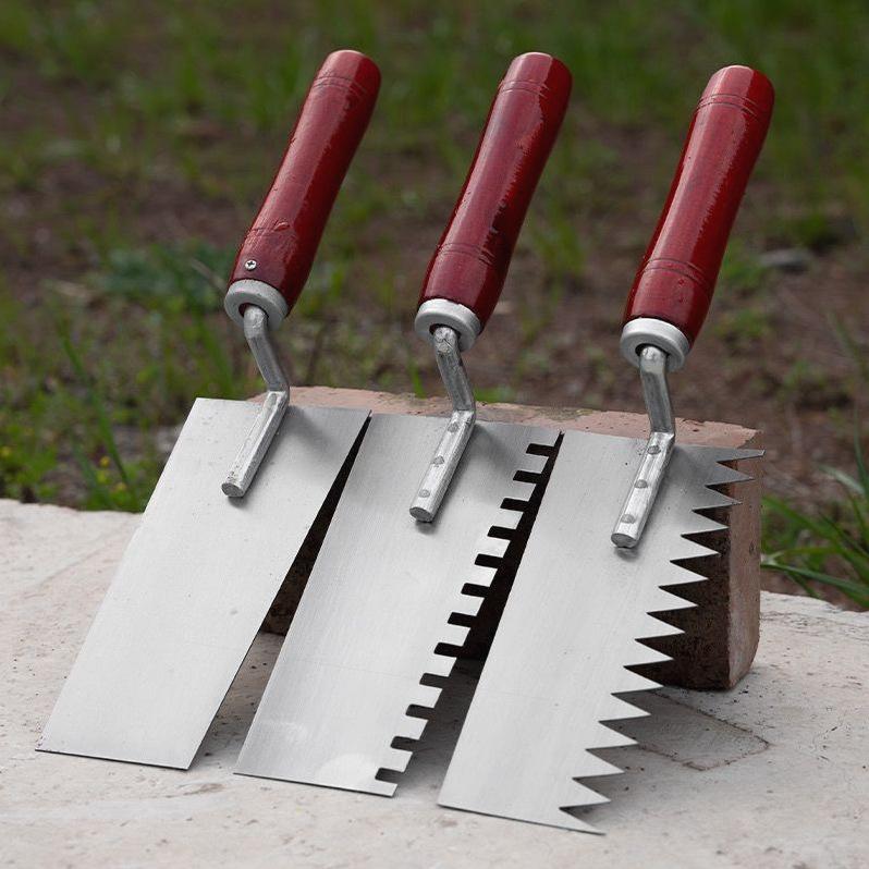 German Manganese Steel Plastering Trowel with Single & Double Toothed Edge for Tile and Ash Work