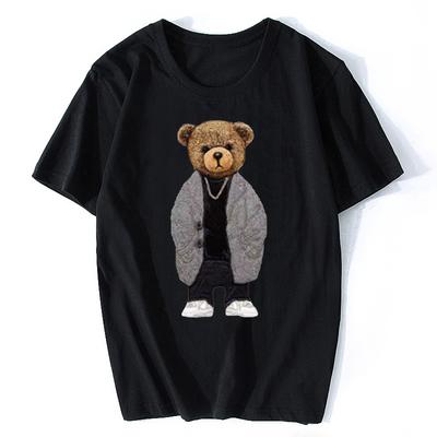 Sommer Reines Baumwoll-T-Shirt Hohe Qualität Herren T-Shirt Vintage Bären-Print Herrenbekleidung Damenmode Streetwear T-Shirts