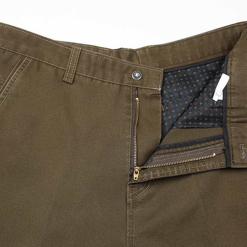 Men's Cotton Casual Pants - Autumn/Winter, Loose Fit, High Waist, Straight Leg, Middle-Aged To Elderly